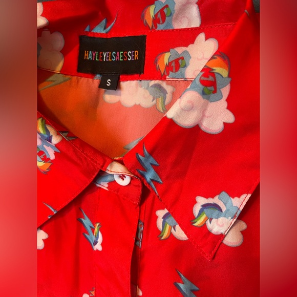 Red button down with Fun Print - Picture 3 of 3